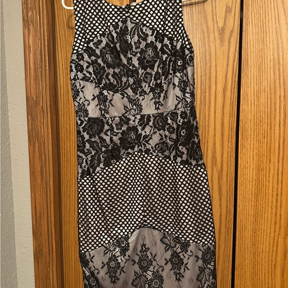 Elegant Black and Gray Lace Dress